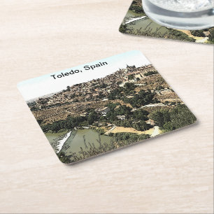 Porta-copo De Papel Quadrado Paisagem Ilustrada Arte de Toledo, Espanha
