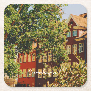 Porta-copo De Papel Quadrado Paisagem urbana de Copenhague - Dinamarca