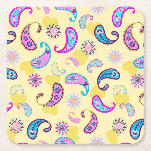 Porta-copo De Papel Quadrado Paisley dos anos 90