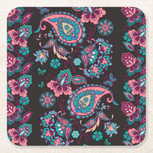 Porta-copo De Papel Quadrado Paisley Stripe: Decorativa Negra Sem Semente