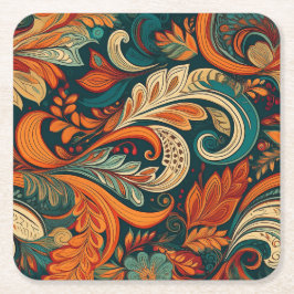 Porta-copo De Papel Quadrado Paisley Swirl Coaster