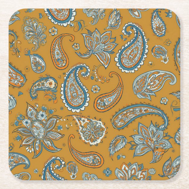 Porta-copo De Papel Quadrado Paisley Teardrop Coaster (Frente)