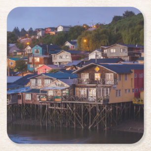 Porta-copo De Papel Quadrado Palafito costura casas, visão elevada