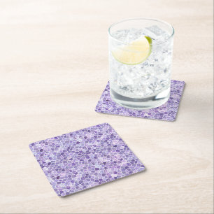 Porta-copo De Papel Quadrado Pálido Lilás E Roxo Calçada Padrão Remendado Terra