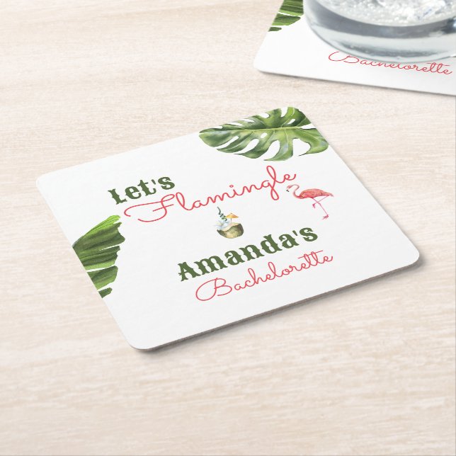 Porta-copo De Papel Quadrado Palm Springs Última Festa da Noiva Solteira (Inclinado)