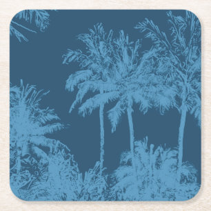 Porta-copo De Papel Quadrado Palmas esboçado havaianas da praia de Makena