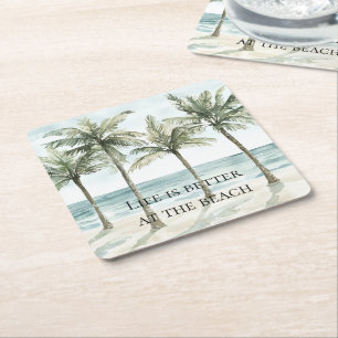 Porta-copo De Papel Quadrado Palmeiras tropicais — Ocean Beach