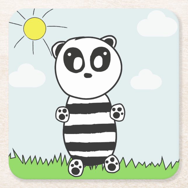 Porta-copo De Papel Quadrado Panda Kids (Frente)