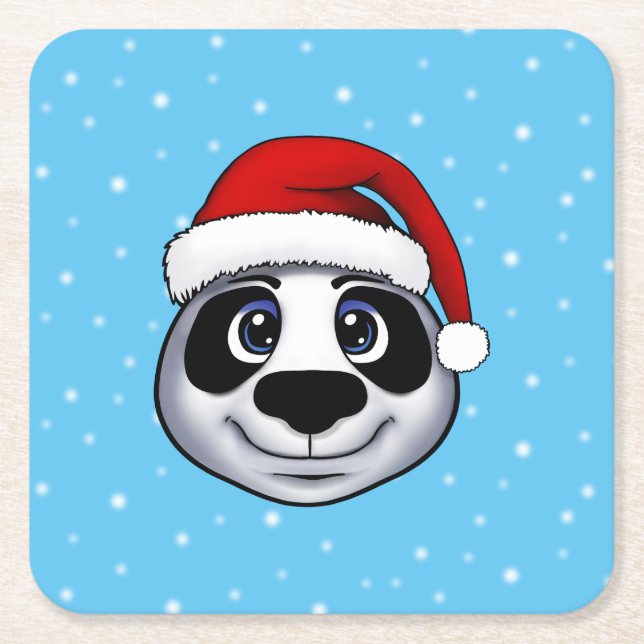 Porta-copo De Papel Quadrado Panda Natal (Frente)