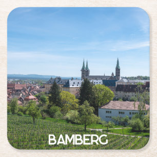 Porta-copo De Papel Quadrado Panorama da antiga cidade histórica de Bamberg, Al
