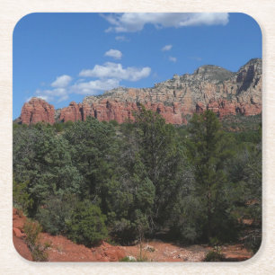 Porta-copo De Papel Quadrado Panorama das Rochas Vermelhas na Arizona de Sedona