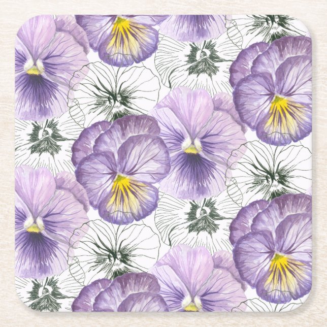 Porta-copo De Papel Quadrado Pansy (Frente)