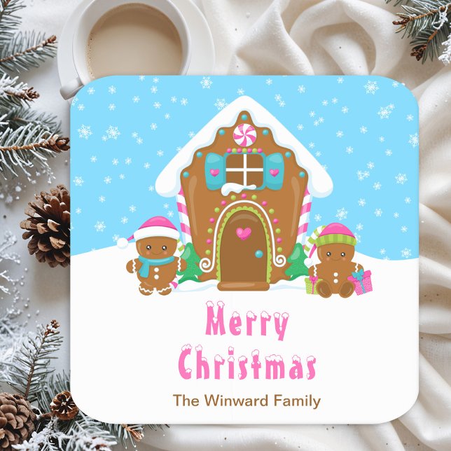 Porta-copo De Papel Quadrado Pão-de-gengiva Partido Brilhante Azul e Rosa (Criador carregado)