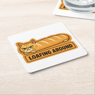 Porta-copo De Papel Quadrado Pãozinho de Gato Engraçado de Pão