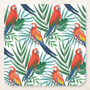 Porta-copo De Papel Quadrado Papagaios Tropicais: Palma Esmagada Sem Olhos