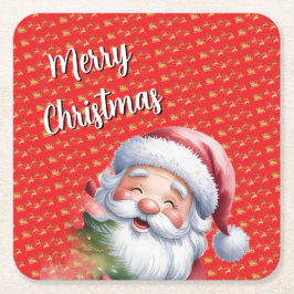 Porta-copo De Papel Quadrado Papai Noel Bonito e Divertido & Tipografia