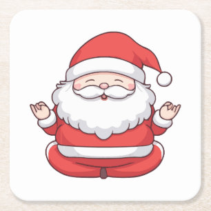 Porta-copo De Papel Quadrado Papai Noel Kawaii Engraçado Ioga Meditação