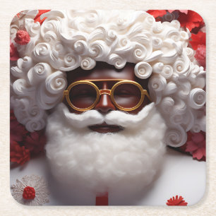 Porta-copo De Papel Quadrado Papai Noel Negro do Natal de Melanina Bruh Irmã