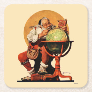 Porta-copo De Papel Quadrado Papai noel no globo