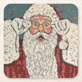 Porta-copo De Papel Quadrado Papai Noel Surpreso