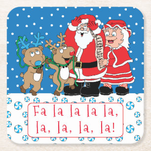 Porta-copo De Papel Quadrado Papais noeis de Natal