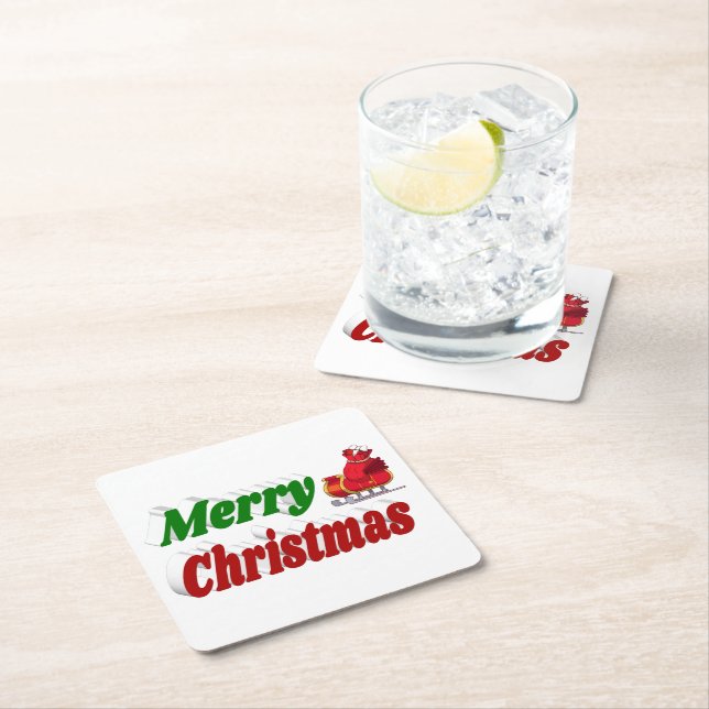 Porta-copo De Papel Quadrado Papais noeis de Natal Feliz Testemunha Verde Verme (Insitu)