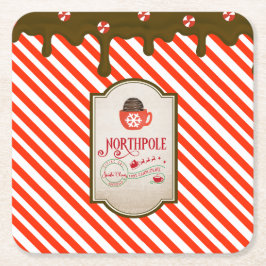 Porta-copo De Papel Quadrado Papais noeis do Polo Norte Compram Felizes Festas 