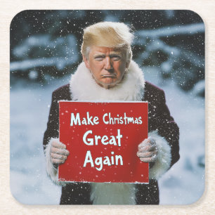 Porta-copo De Papel Quadrado Papais noeis Trump: "Faça Excelente de Natal novam
