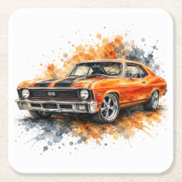 Porta-copo De Papel Quadrado Papel Absorvente de Carros Musculosos Americanos