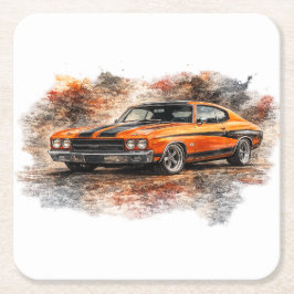 Porta-copo De Papel Quadrado Papel Absorvente de Carros Musculosos Americanos