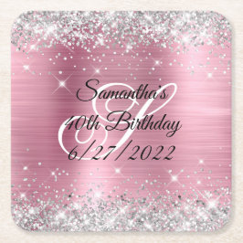 Porta-copo De Papel Quadrado Papel-aniversário de 40 anos de folha de folhas ro