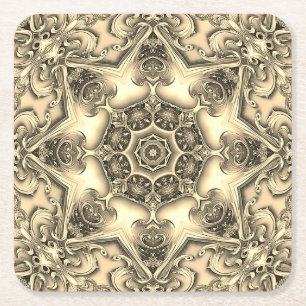 Porta-copo De Papel Quadrado Papel Coaster Decorativo de Natal Dourado