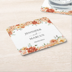 Porta-copo De Papel Quadrado Papel de Apoio de Casamento Floral Elegante