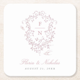 Porta-copo De Papel Quadrado Papel de Casamento Toile Rosa Portas copos Chinois