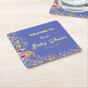 Porta-copo De Papel Quadrado Papel de Copa para Chá de Bebê Flores Silvestres
