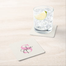 Papel de Coxim de Monograma Pastel Elegante
