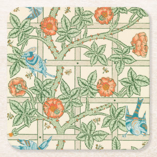 Porta-copo De Papel Quadrado Papel de Parede Vitoriano Treliça William Morris