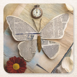 Porta-copo De Papel Quadrado Paper Butterfly Coaster