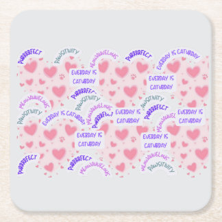 Porta-copo De Papel Quadrado Paper coaster " Everyday is Caturday" 