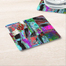 Porta-copo De Papel Quadrado Paper Coaster – Neon Pulse