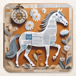 Porta-copo De Papel Quadrado paper horse coaster