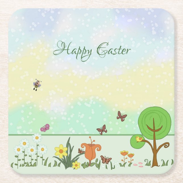 Porta-copo De Papel Quadrado Papierfrühling Ostern  (Frente)