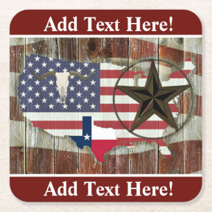 Porta-copo De Papel Quadrado Papo Quadrado Longo Horn da Estrela Única do Texas