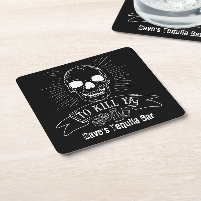 Porta-copo De Papel Quadrado Para O Matar Ya Engraçado Tequila Drinker Grunge (Inclinado)