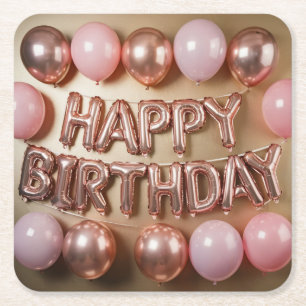 Porta-copo De Papel Quadrado Parabéns Balões de Feliz Aniversário Conjunto de P