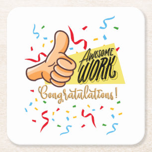 Porta-copo De Papel Quadrado parabéns de trabalho awsome