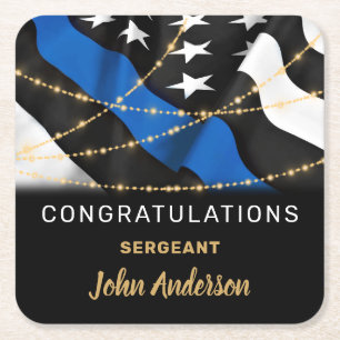 Porta-copo De Papel Quadrado Parabéns do Partido Policial