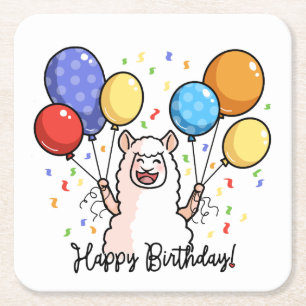 Porta-copo De Papel Quadrado Parabéns Llama