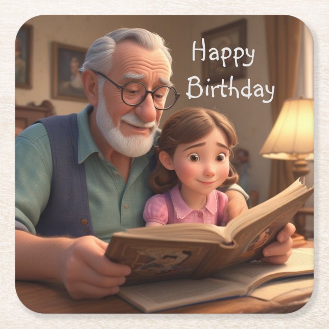 Porta-copo De Papel Quadrado Parabéns vovô (Frente)