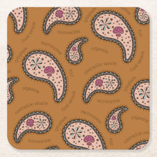 Porta-copo De Papel Quadrado Paramecia Paisley Customizable Biology Brown